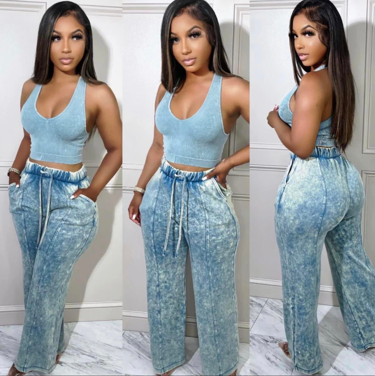 So You Chill Acid Wash Set(Teal)