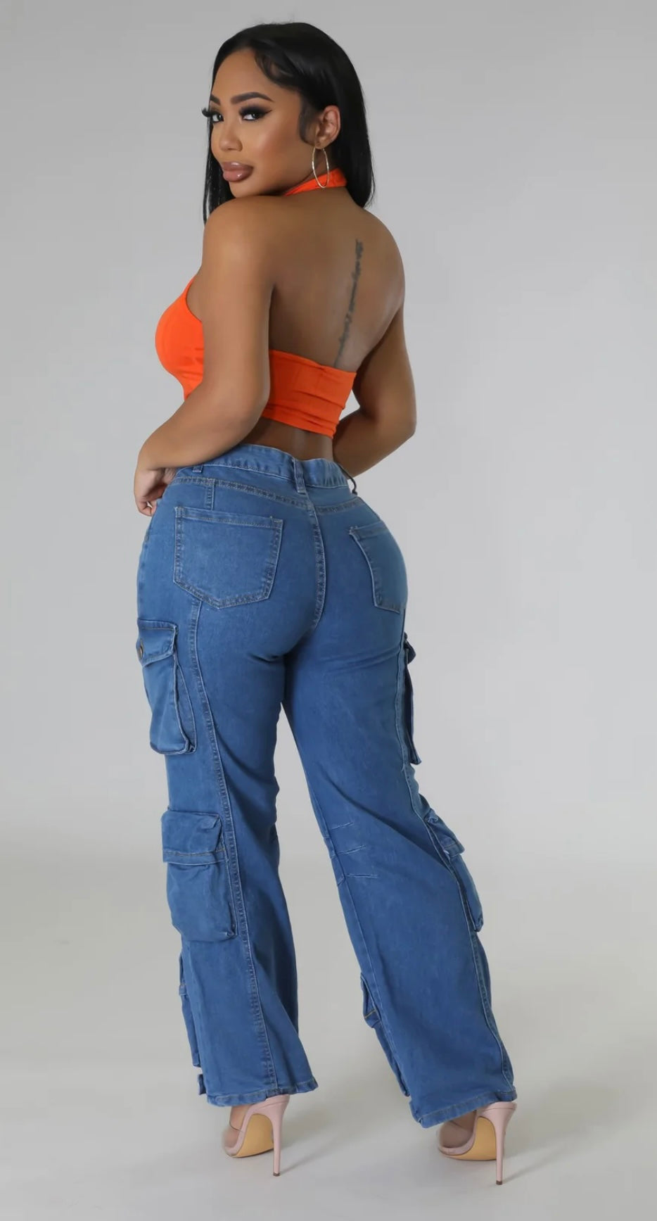 Boyfriend Cargo Jeans (Dark Blue)