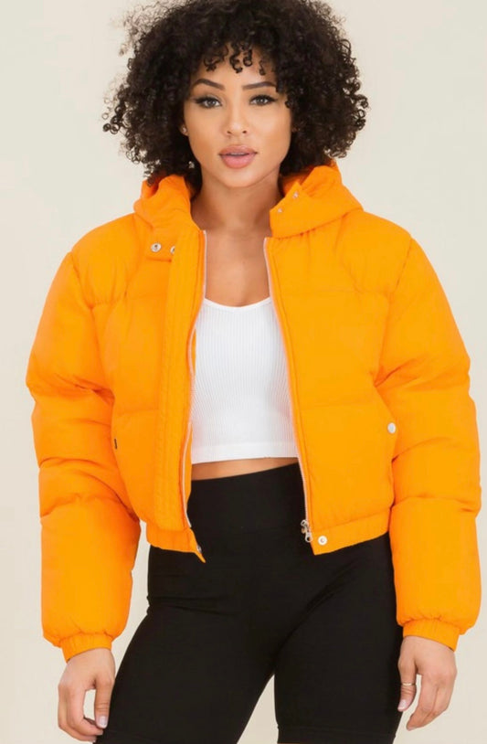 Puffer Jacket w/Hood (orange)