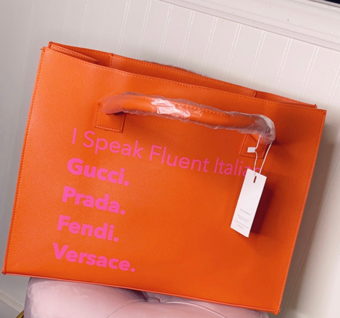I Speak Italian Tote (Tangerine Orange)