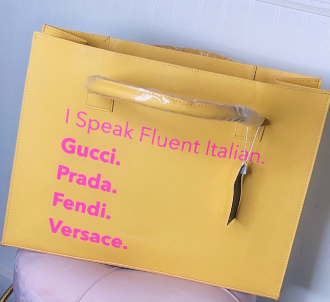 I Speak Italian Tote (Lemon Yellow)
