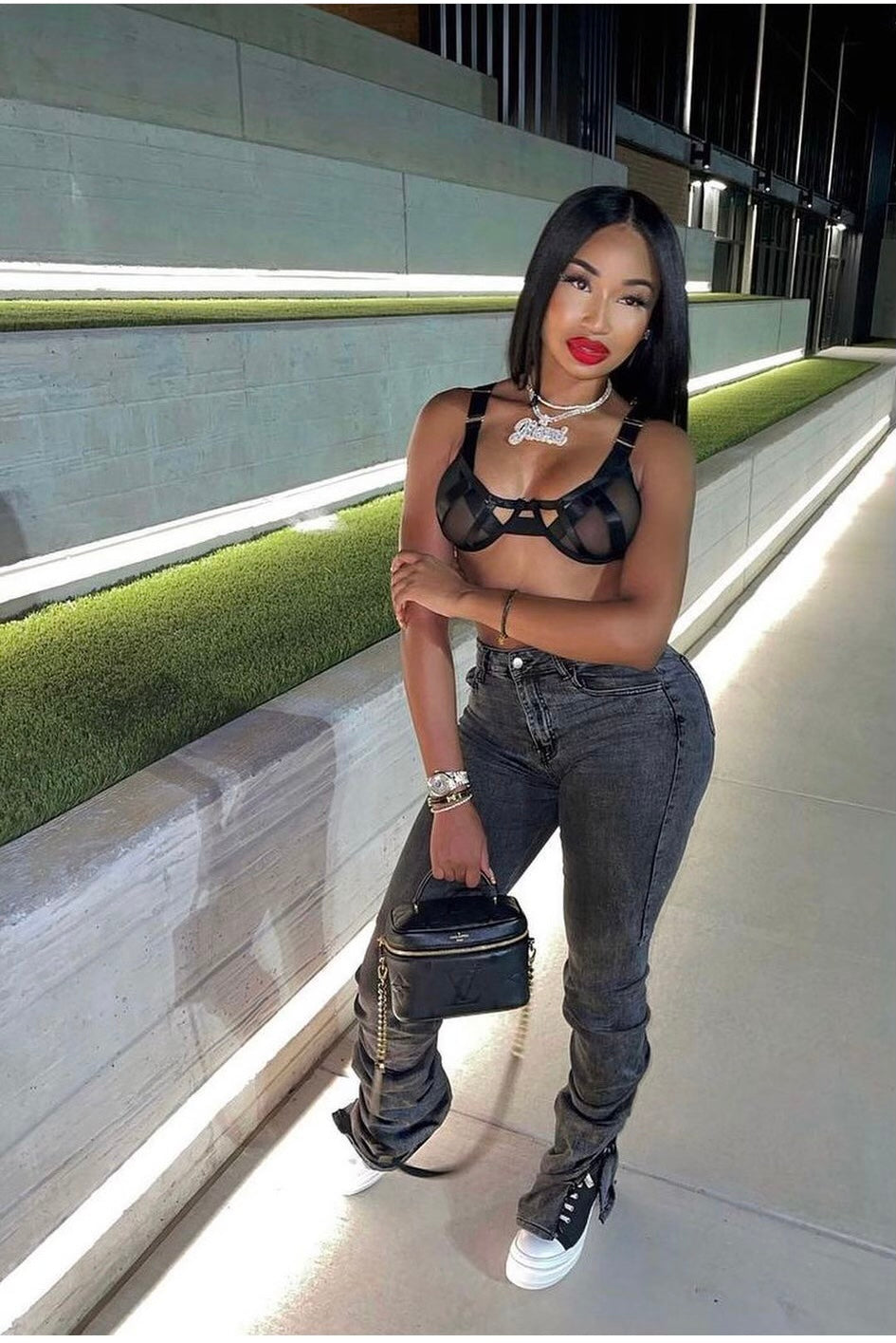 High waisted Stacked Jeans (Grey)